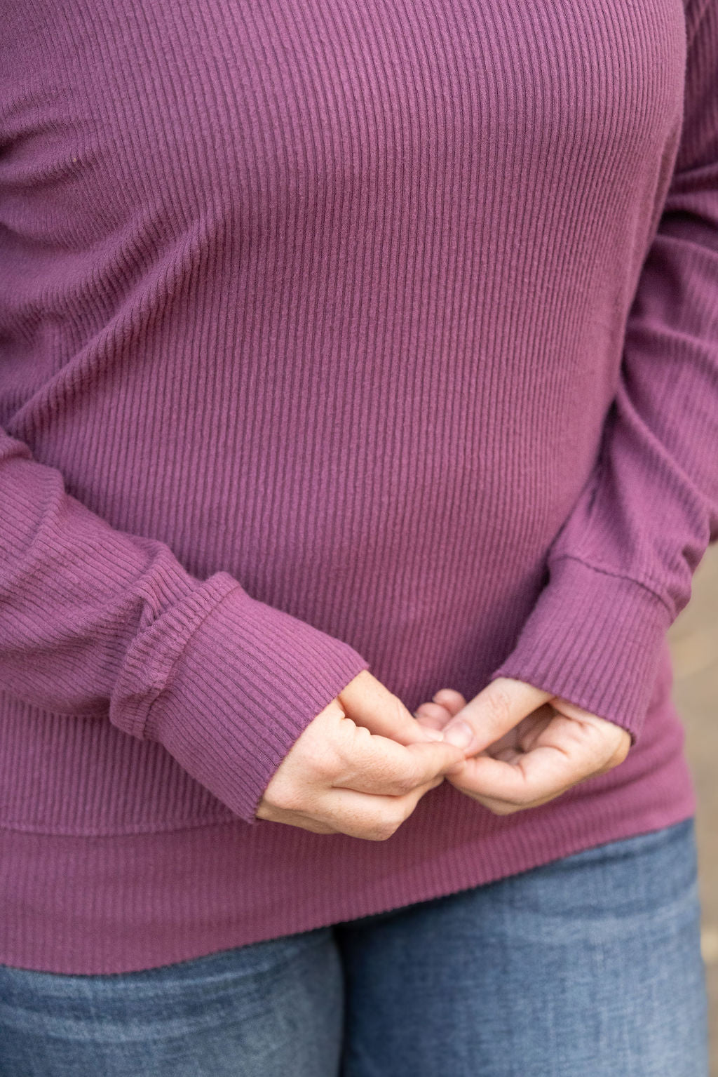 Michelle Mae Corrine Ribbed Pullover Top - Plum