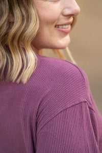 Michelle Mae Corrine Ribbed Pullover Top - Plum