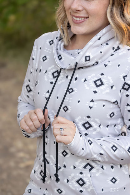 Michelle Mae Soft Funnel Neck - Grey Geometric