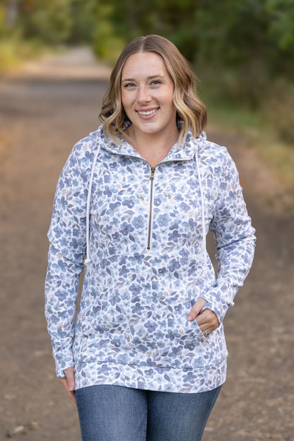 Michelle Mae HalfZip Hoodie - Blue Floral