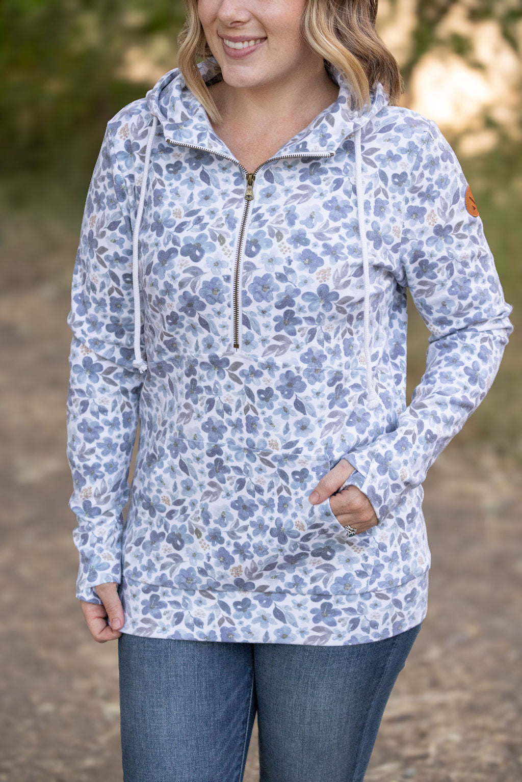 Michelle Mae HalfZip Hoodie - Blue Floral