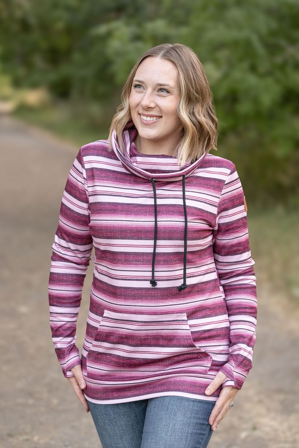 Michelle Mae Soft Funnel Neck - Berry Serape