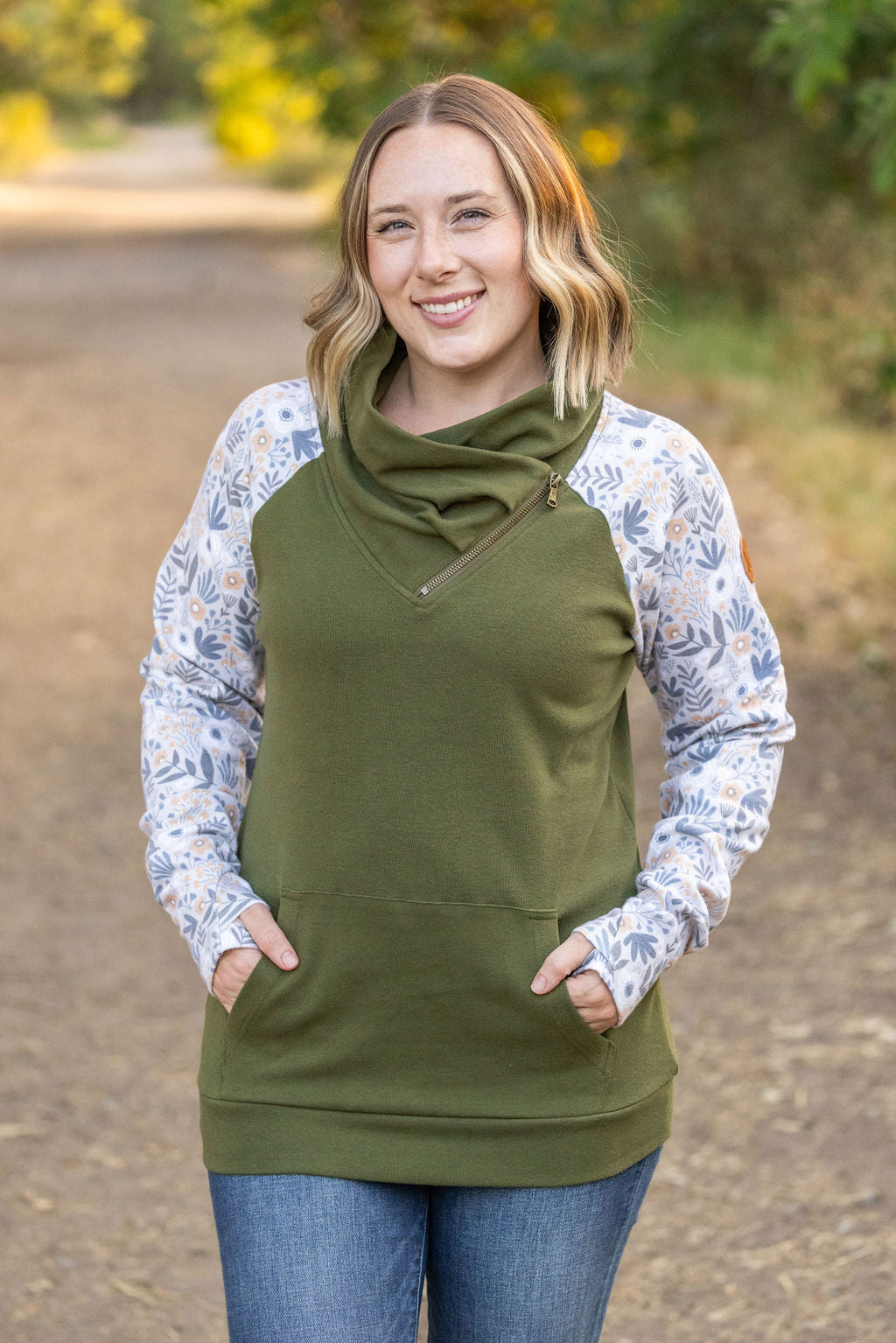 Michelle Mae Zoey ZipCowl - Olive and Boho Floral