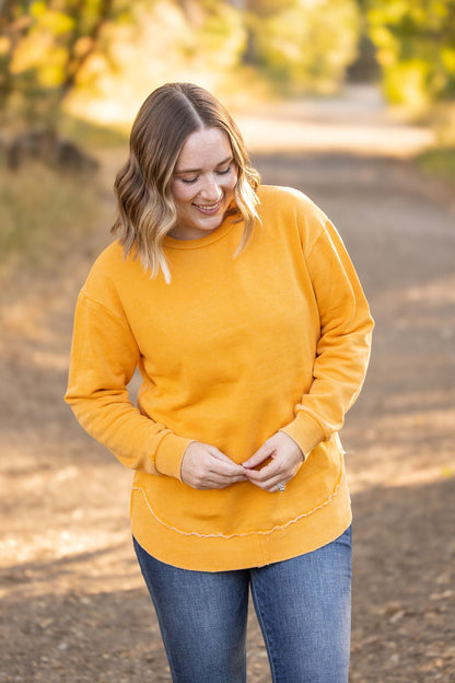 Michelle Mae Vintage Wash Pullover - Mustard