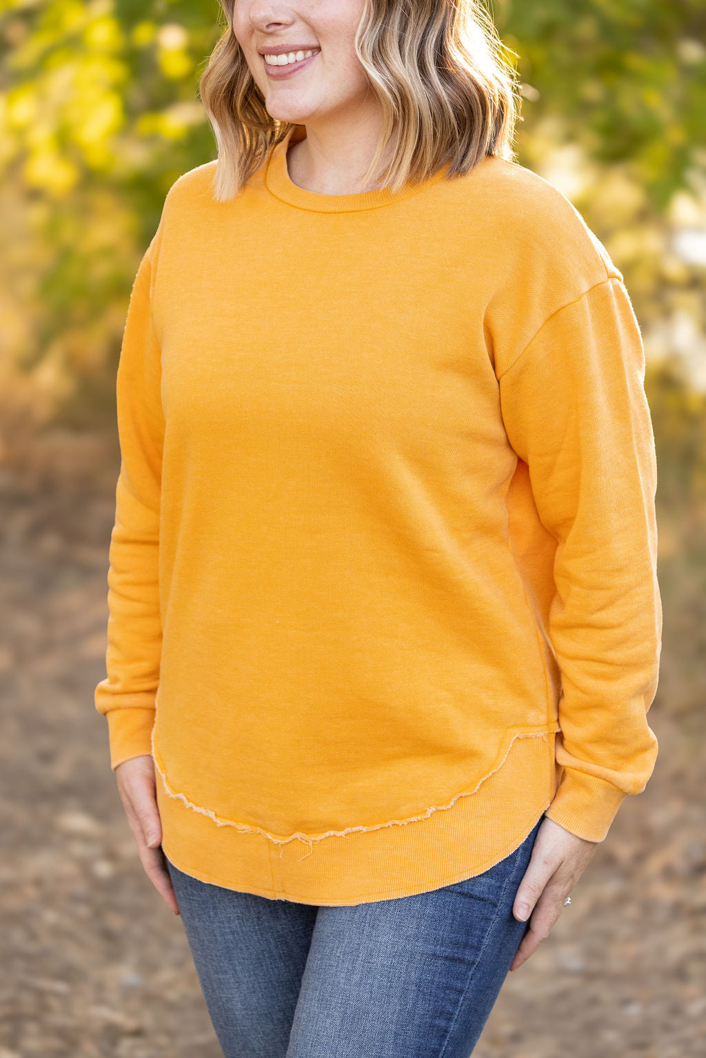 Michelle Mae Vintage Wash Pullover - Mustard