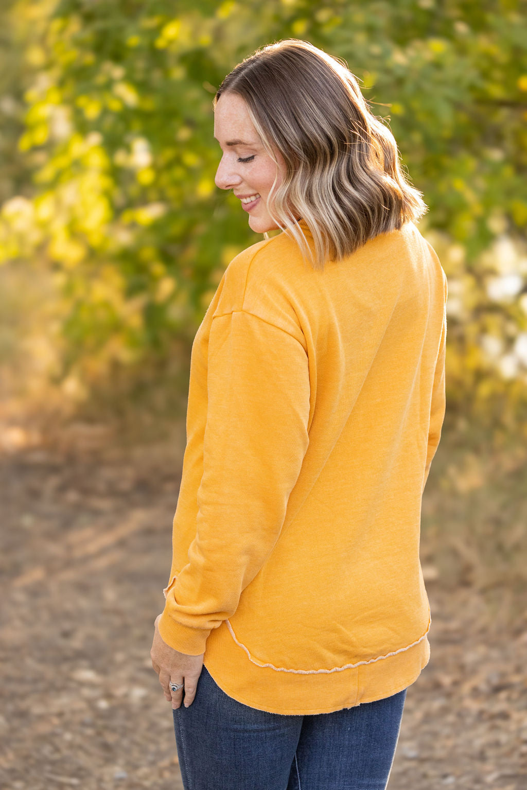 Michelle Mae Vintage Wash Pullover - Mustard