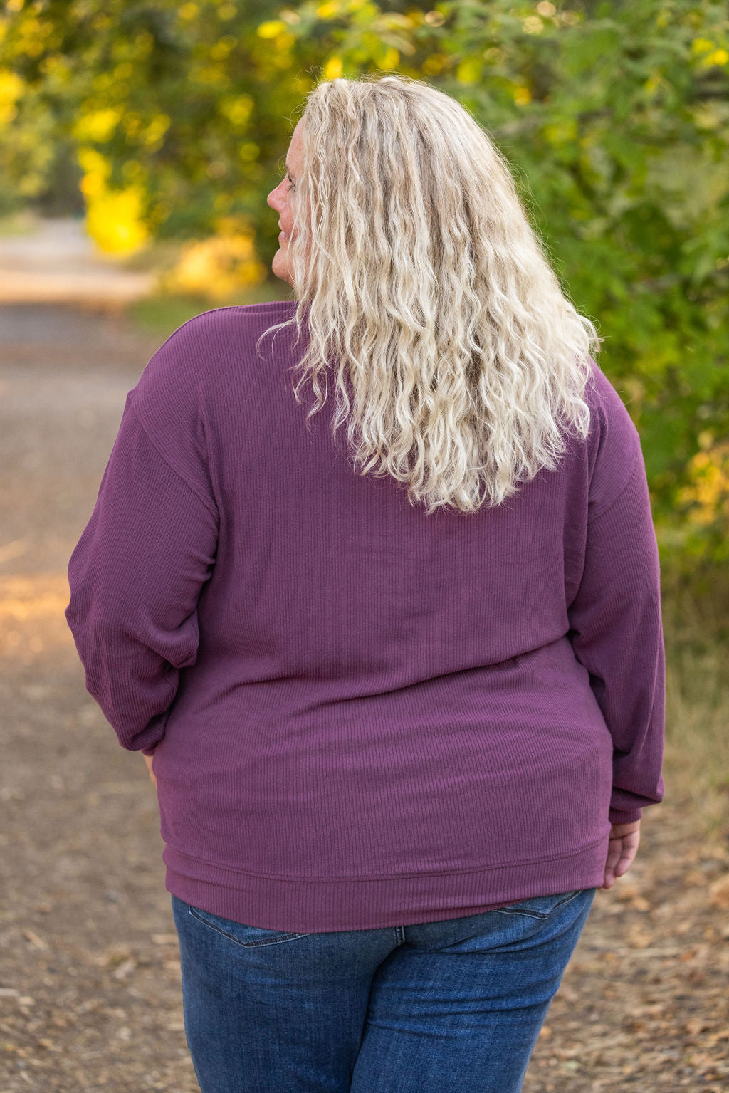 Michelle Mae Corrine Ribbed Pullover Top - Plum