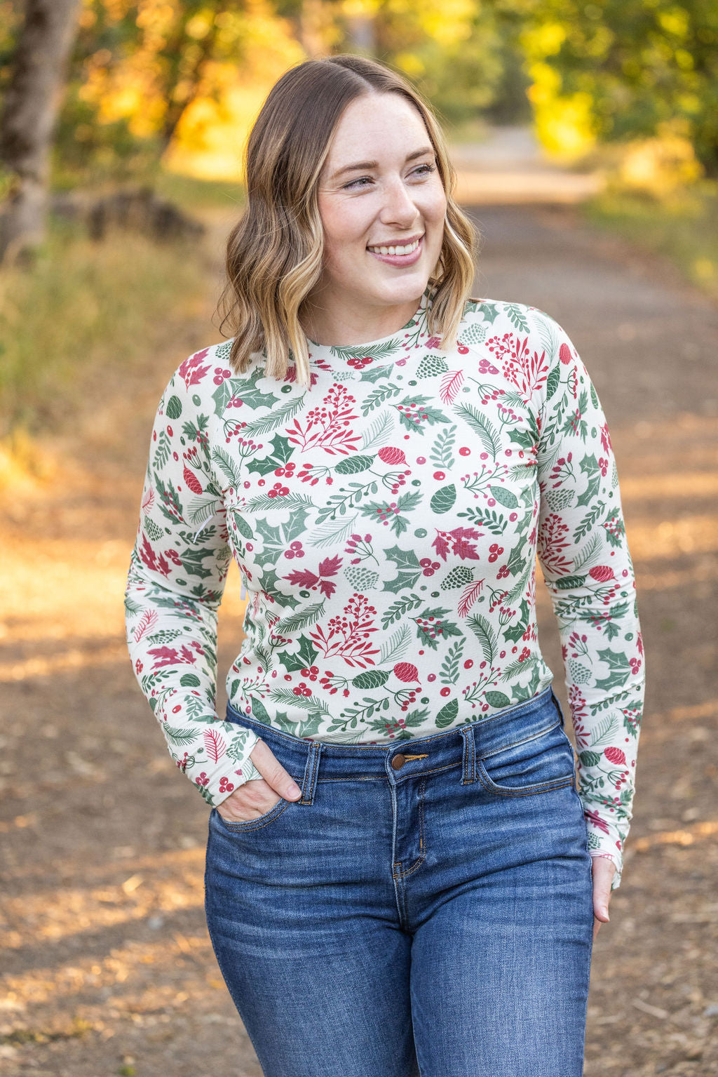 Michelle Mae Blair Long Sleeve Top - Holiday Berry