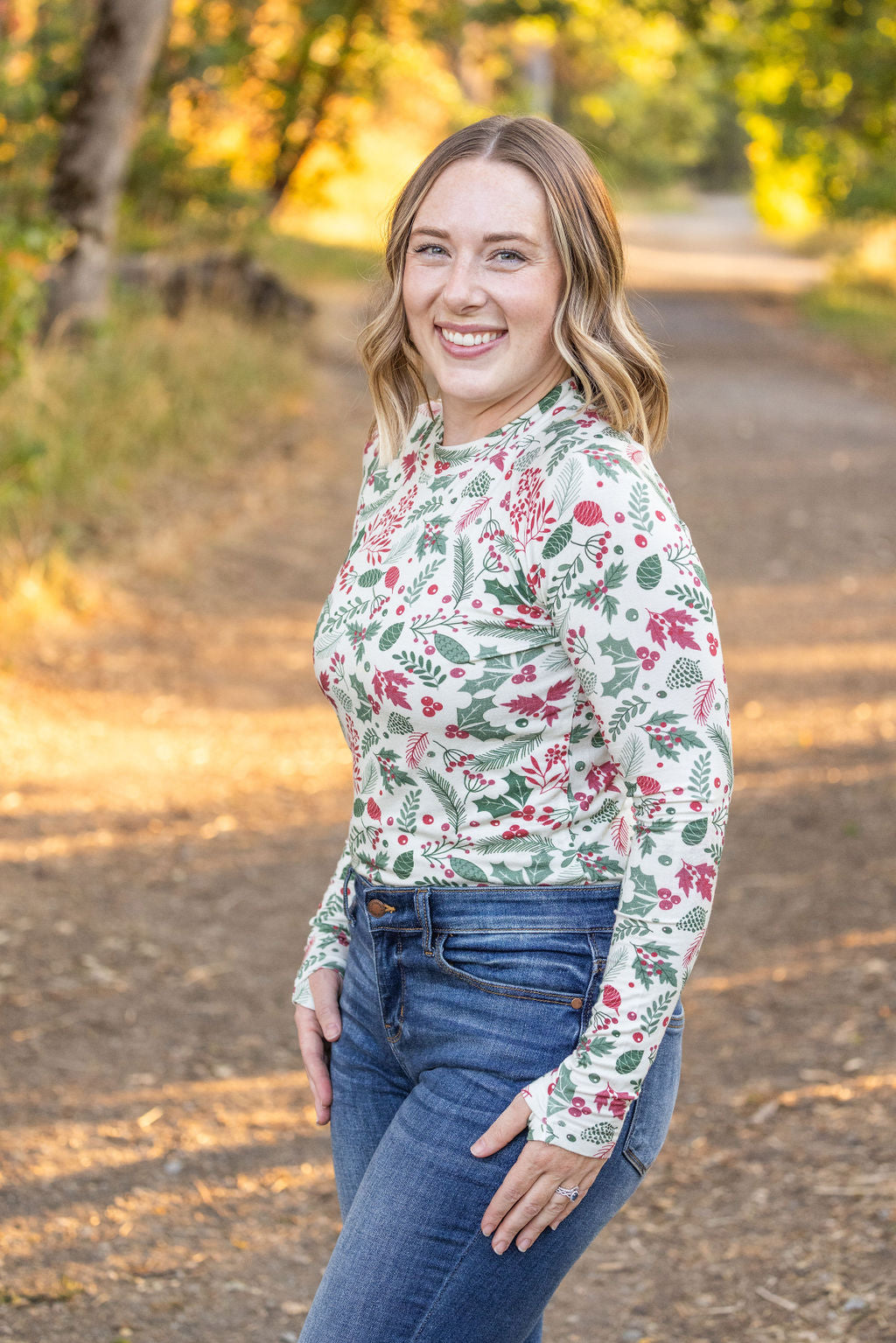 Michelle Mae Blair Long Sleeve Top - Holiday Berry