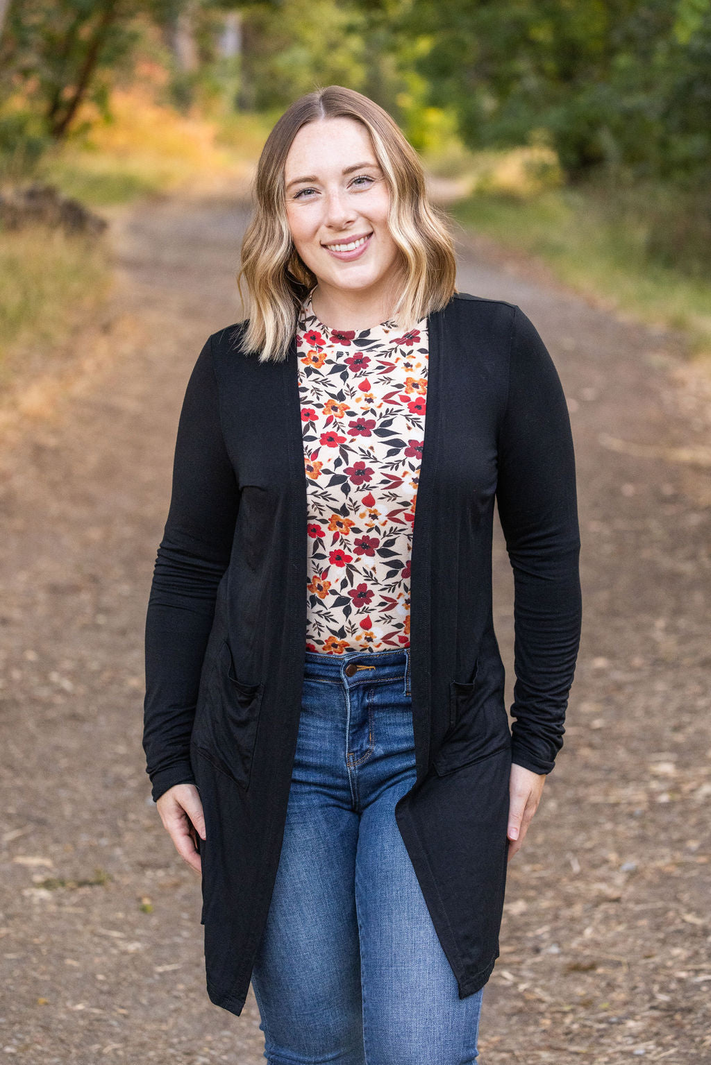 Michelle Mae Blair Long Sleeve Top - Red Floral