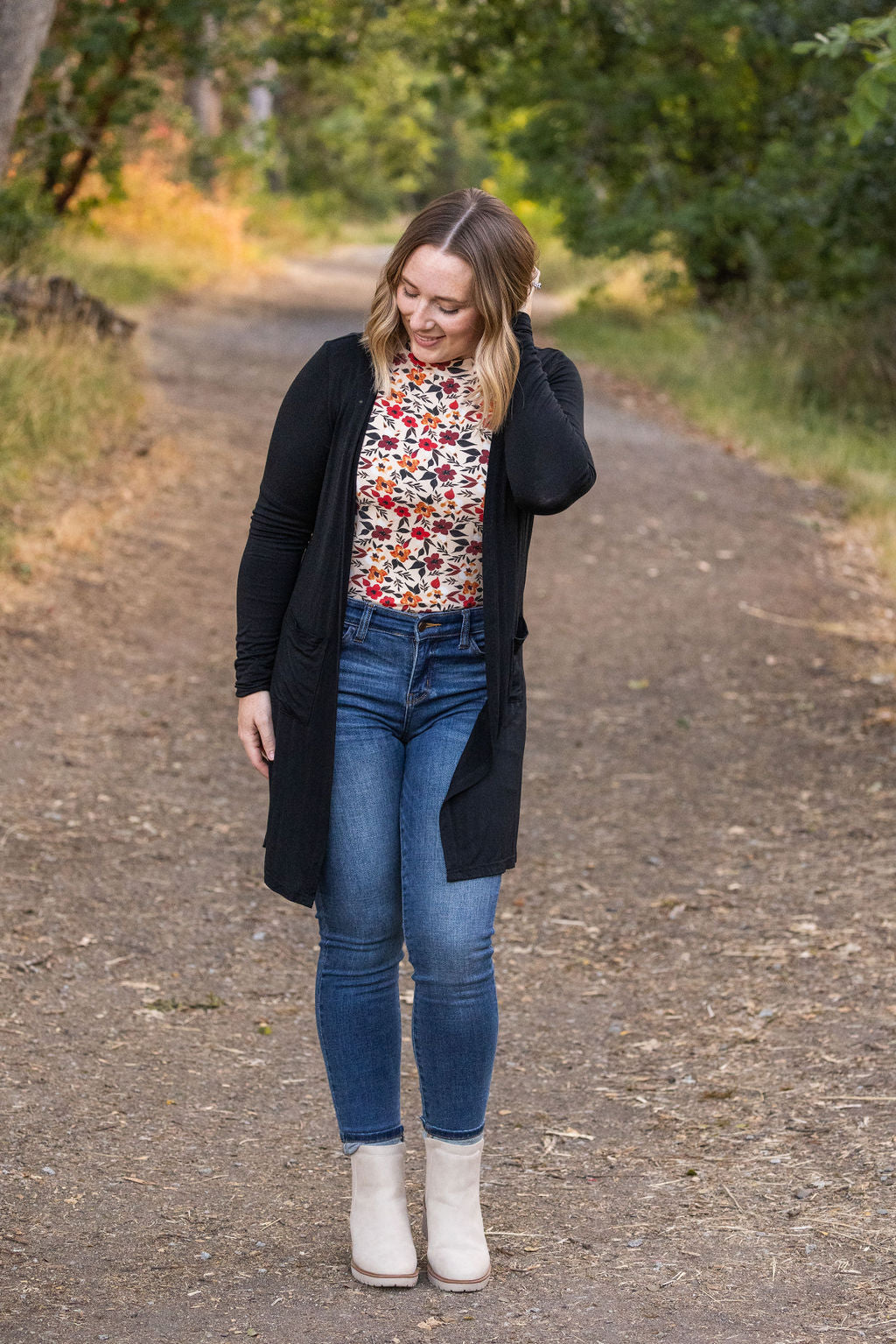 Michelle Mae Blair Long Sleeve Top - Red Floral