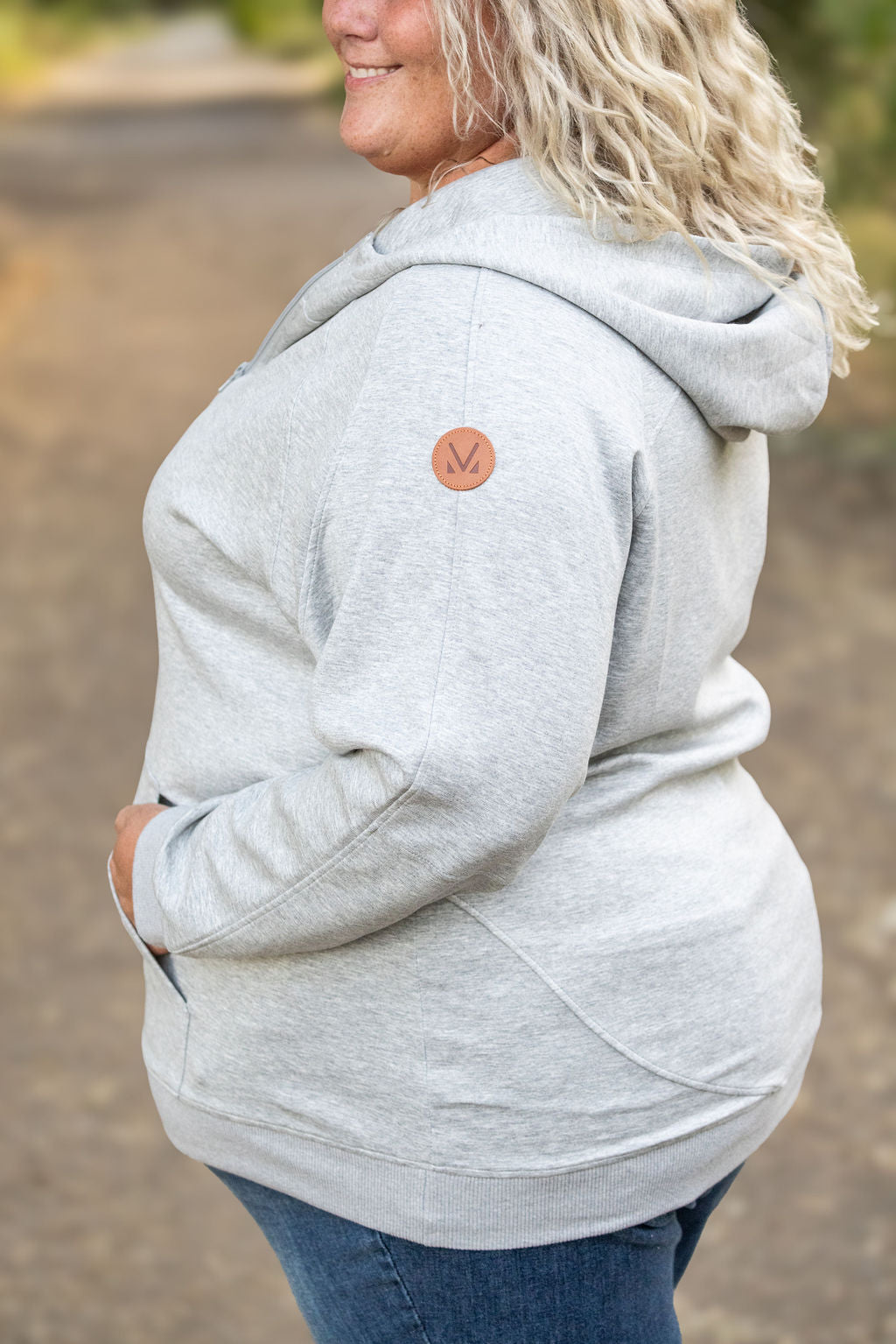 Michelle Mae Scuba HalfZip Hoodie - Light Grey