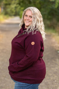 Michelle Mae Classic Zoey ZipCowl Sweatshirt - Burgundy