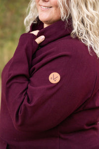 Michelle Mae Classic Zoey ZipCowl Sweatshirt - Burgundy