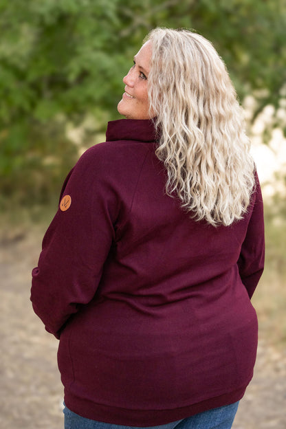 Michelle Mae Classic Zoey ZipCowl Sweatshirt - Burgundy