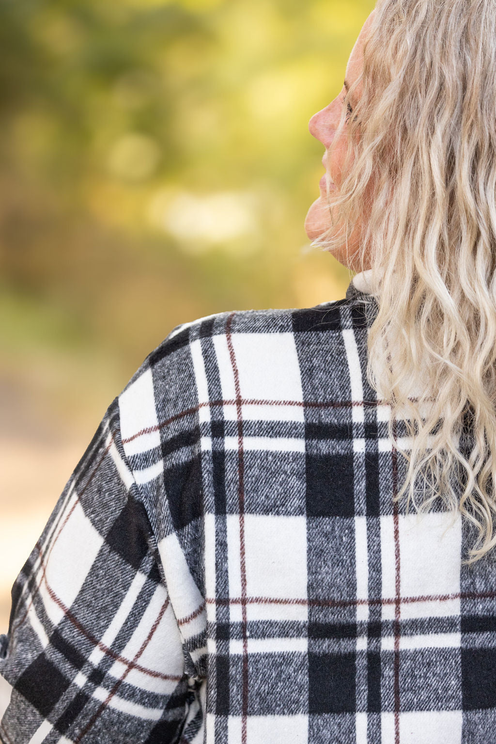 Michelle Mae Norah Plaid Shacket - Ivory and Black