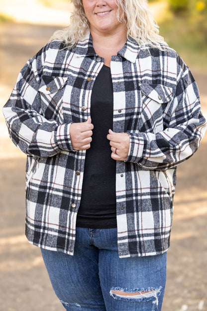 Michelle Mae Norah Plaid Shacket - Ivory and Black