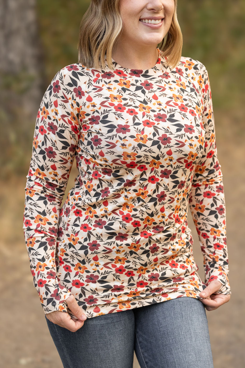 Michelle Mae Blair Long Sleeve Top - Red Floral