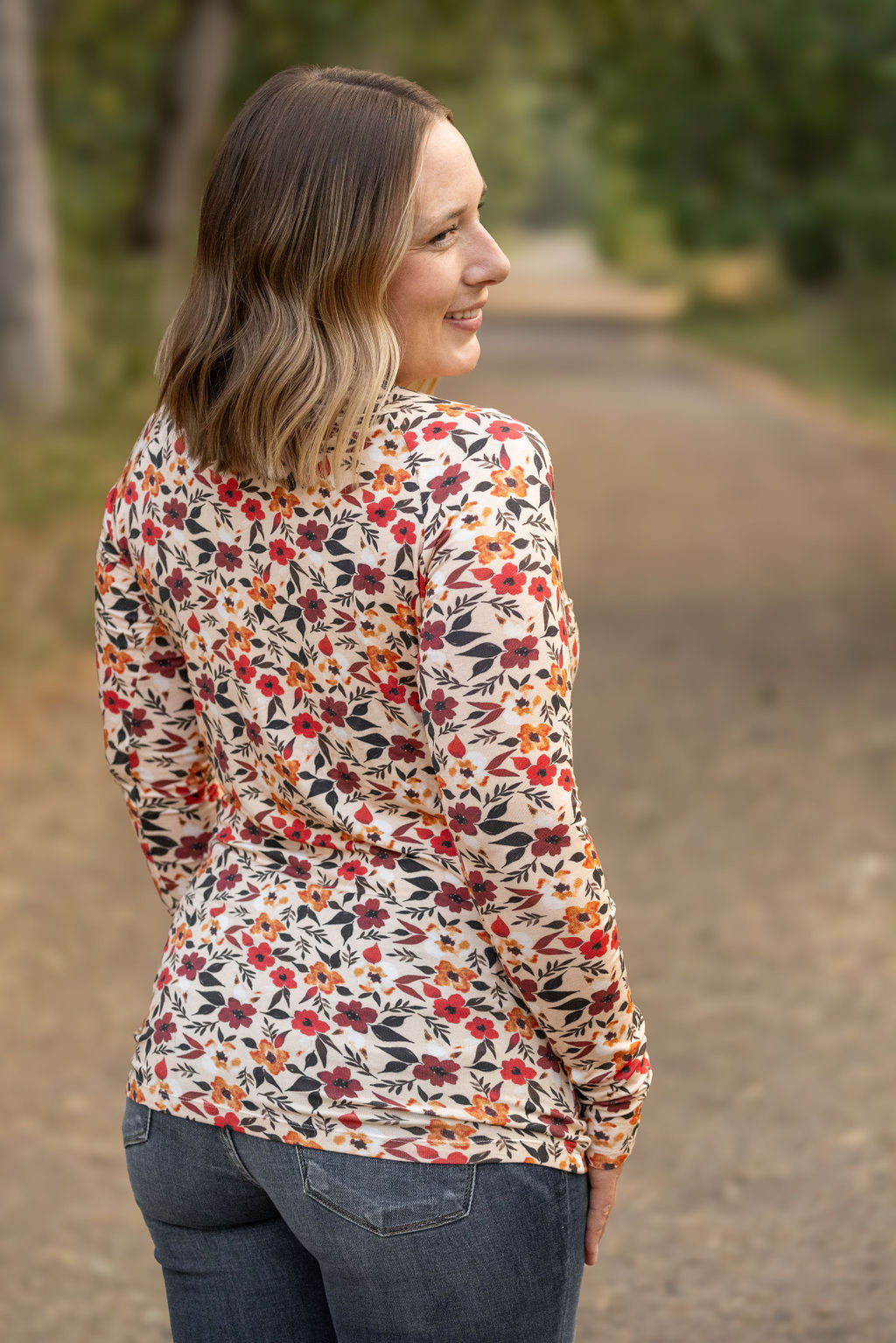 Michelle Mae Blair Long Sleeve Top - Red Floral