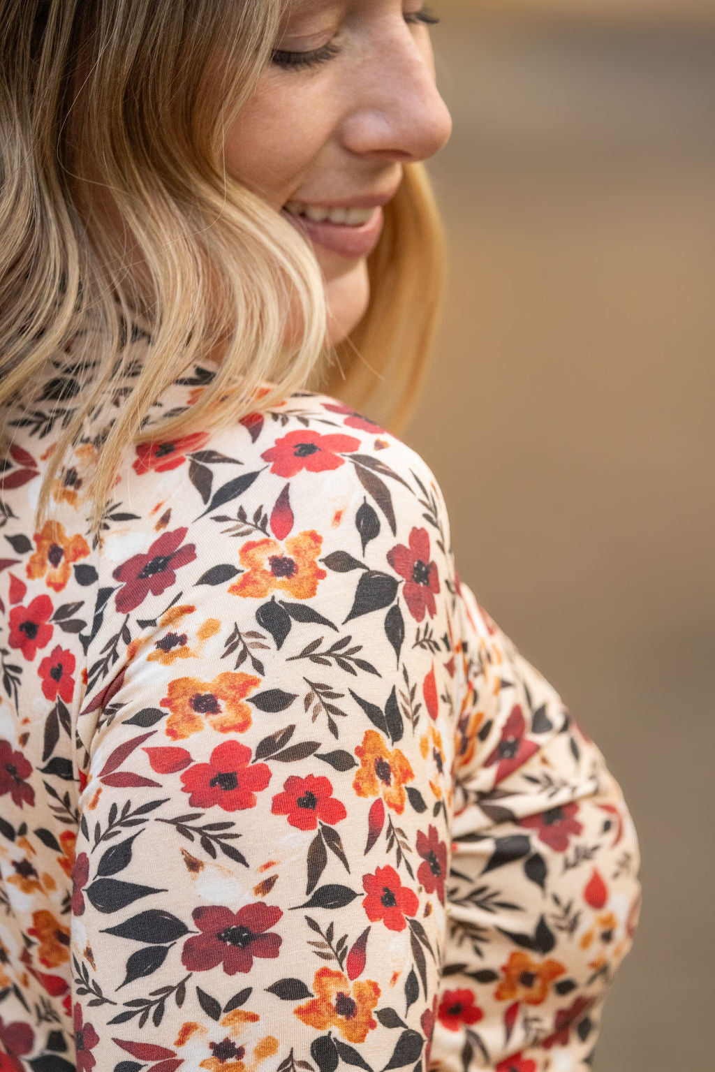 Michelle Mae Blair Long Sleeve Top - Red Floral