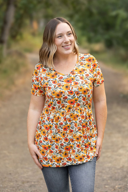 Michelle Mae Sarah Ruffle Short Sleeve - Fall Floral