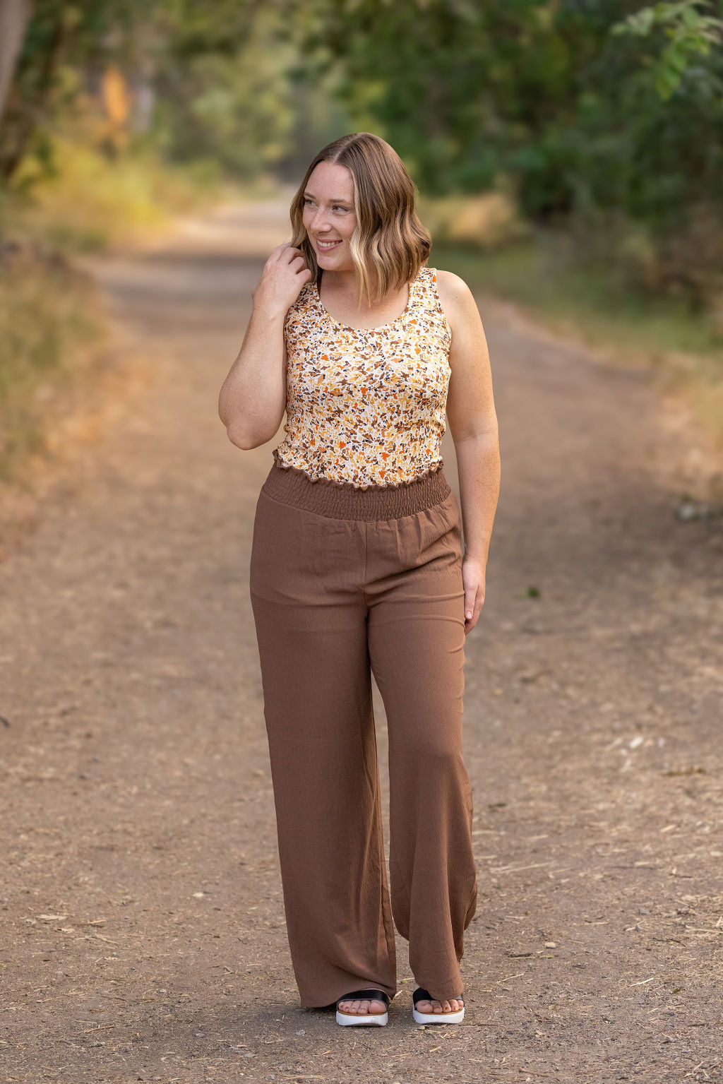 Michelle Mae Presley Palazzo Pants - Coffee | Women's Wide-Leg Pants