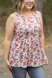 Michelle Mae Renee Ruffle Tank - Fall Boho Floral