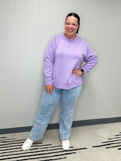 It's The Little Things Relaxed Scuba Pullover in Lavender