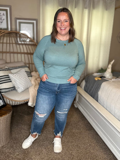 Michelle Mae Ella Long Sleeve Top - Sage