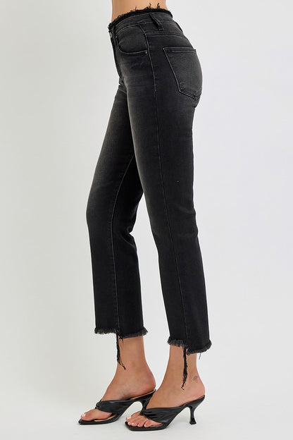 Retro Charm Raw Hem Cropped Flare Jeans