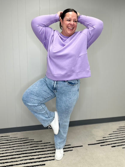 It's The Little Things Relaxed Scuba Pullover in Lavender