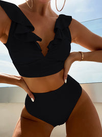 PREORDER- Ruffled V-Neck Sleeveless Two-Piece Swim Set