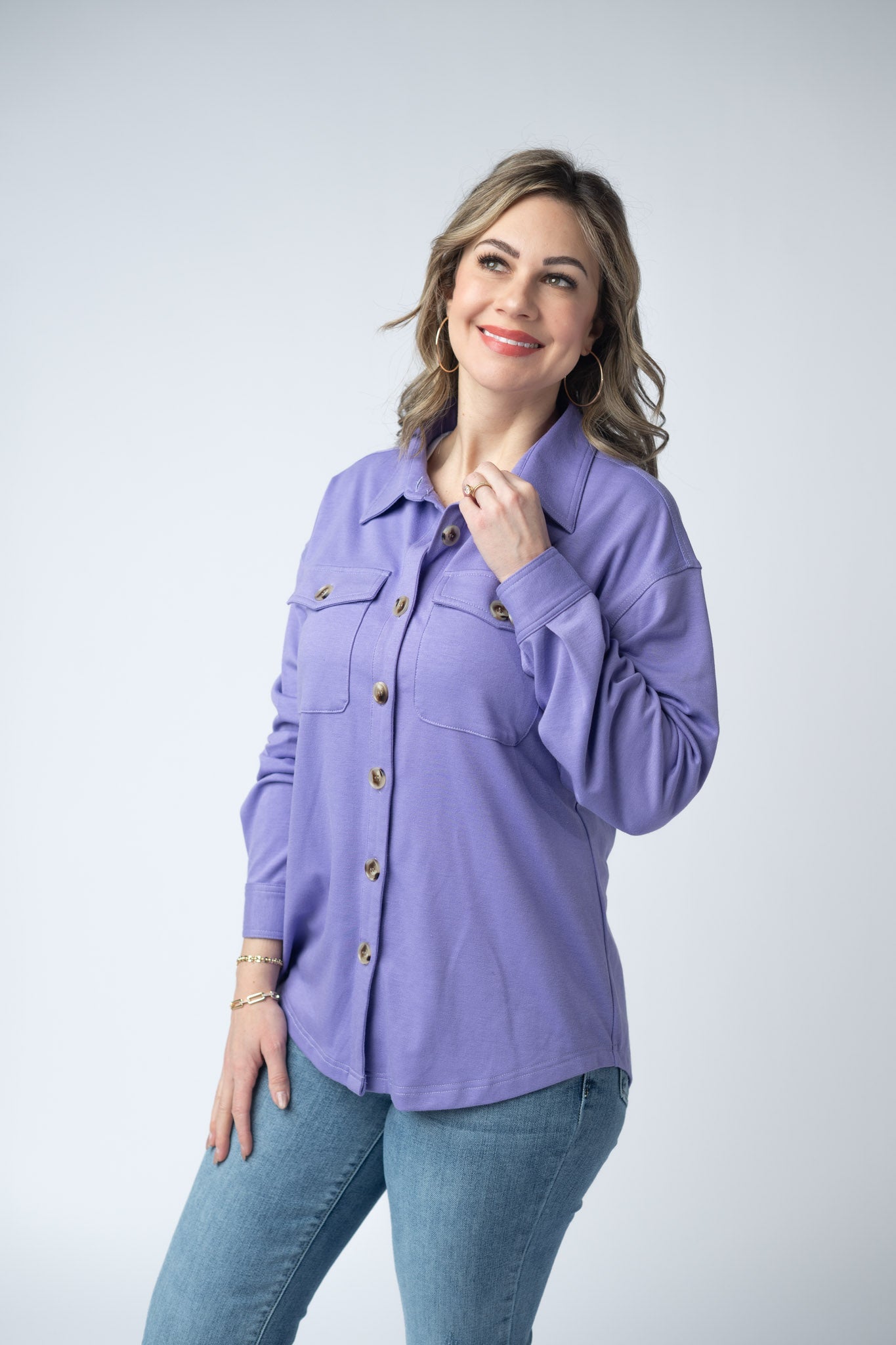 Michelle Mae Brenna Button Down Top - Purple