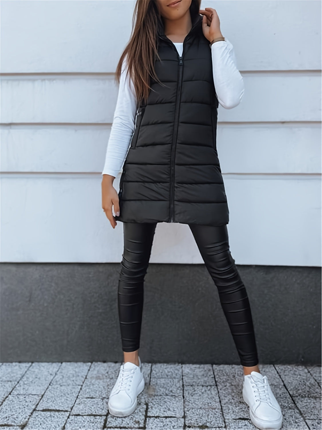 PREORDER - Cozy Essentials Zip Up Hooded Vest Coat (PLUS)