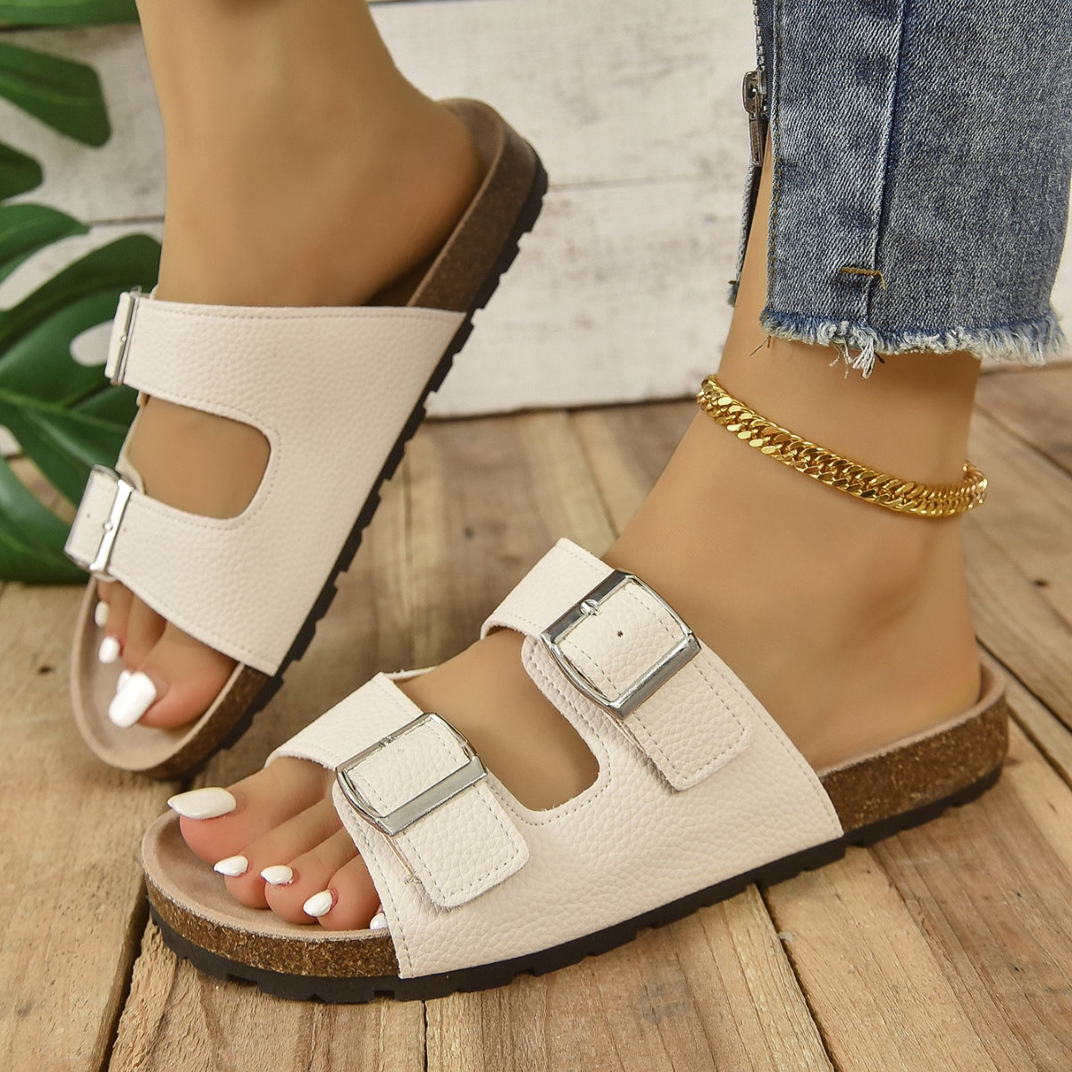 PREORDER- Open Toe Double Buckle Sandals