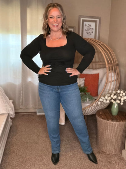 Michelle Mae Alyssa Long Sleeve Top - Black