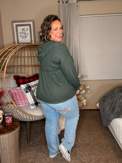 She's Not Wrong Hooded V-Neck Pullover