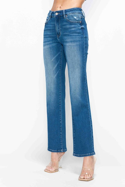 Whisker Chic High Rise Straight Jeans