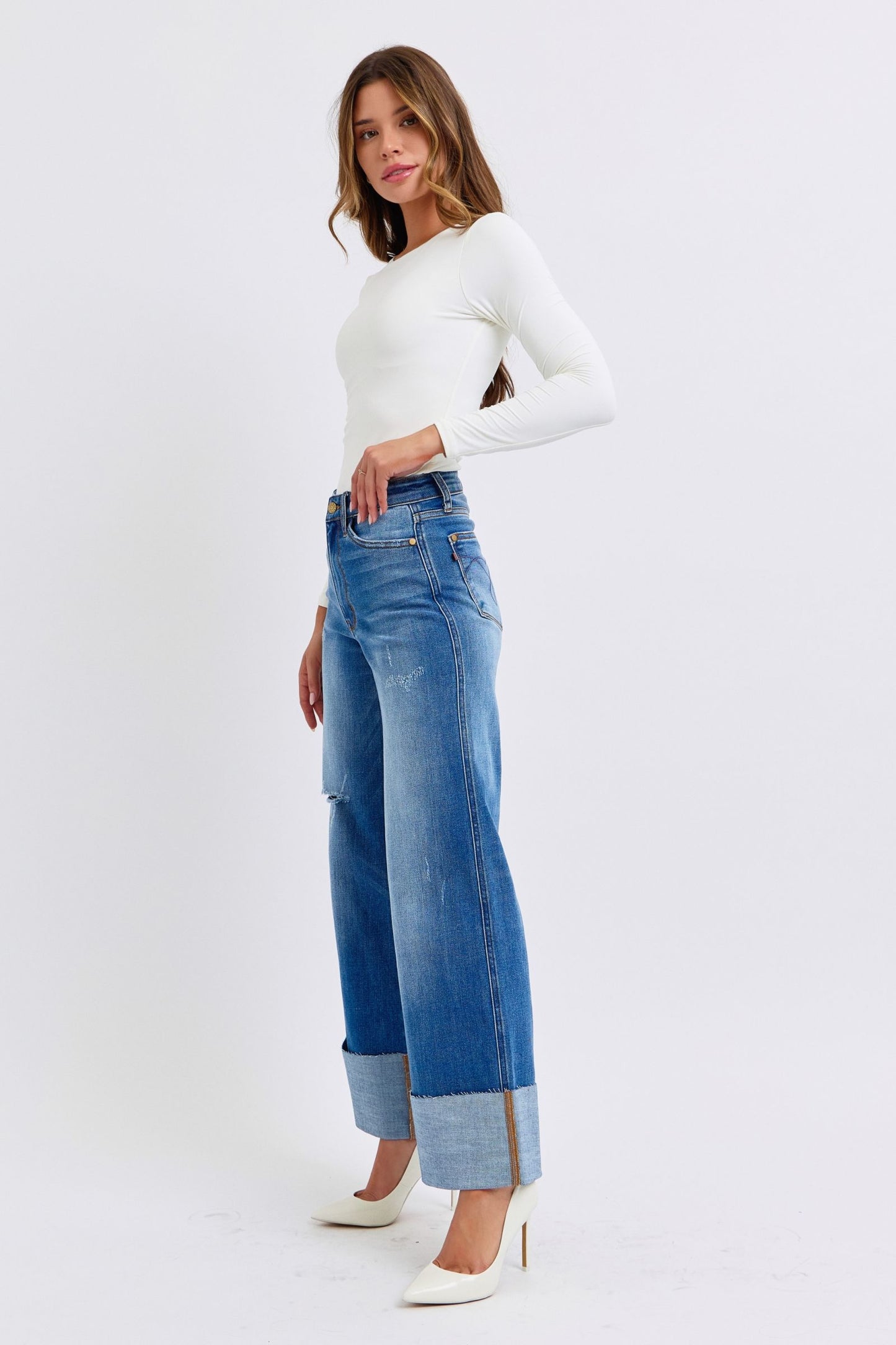 Rebel Chic High-Waist Wide-Leg Jeans