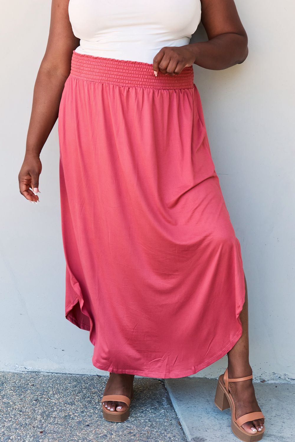 Comfort Princess High Waist Maxi Skirt-Cranberry