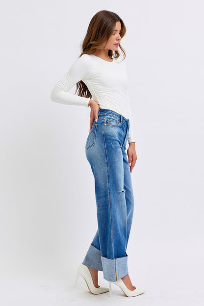 Rebel Chic High-Waist Wide-Leg Jeans