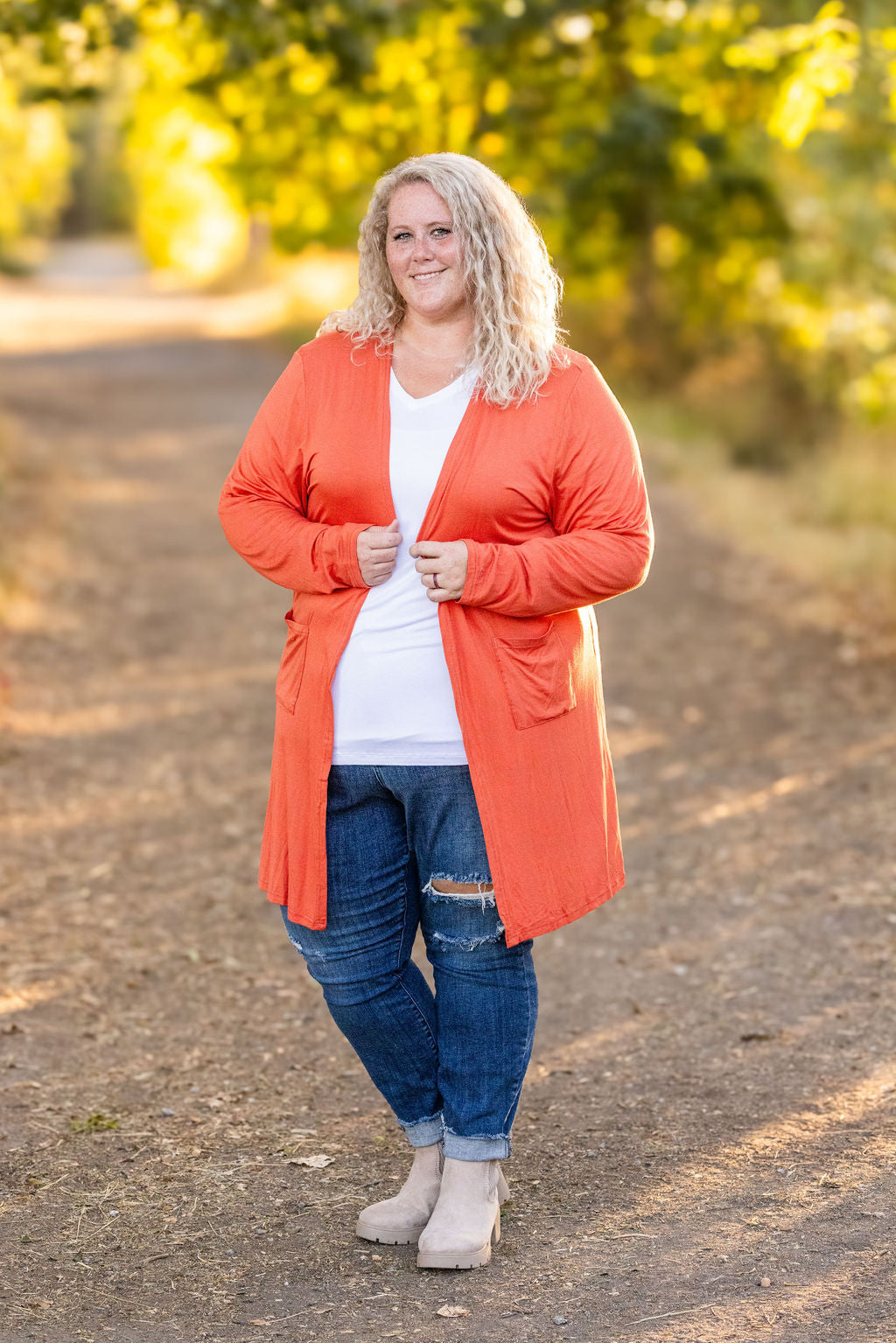 Michelle Mae Classic Cardigan - Pumpkin