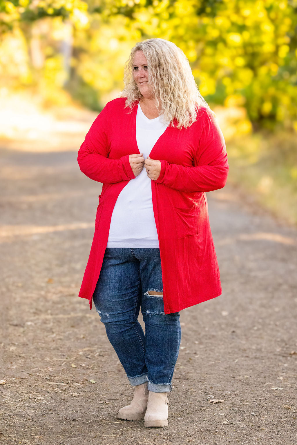 Michelle Mae Classic Cardigan - Red