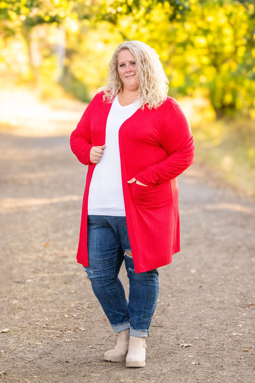 Michelle Mae Classic Cardigan - Red