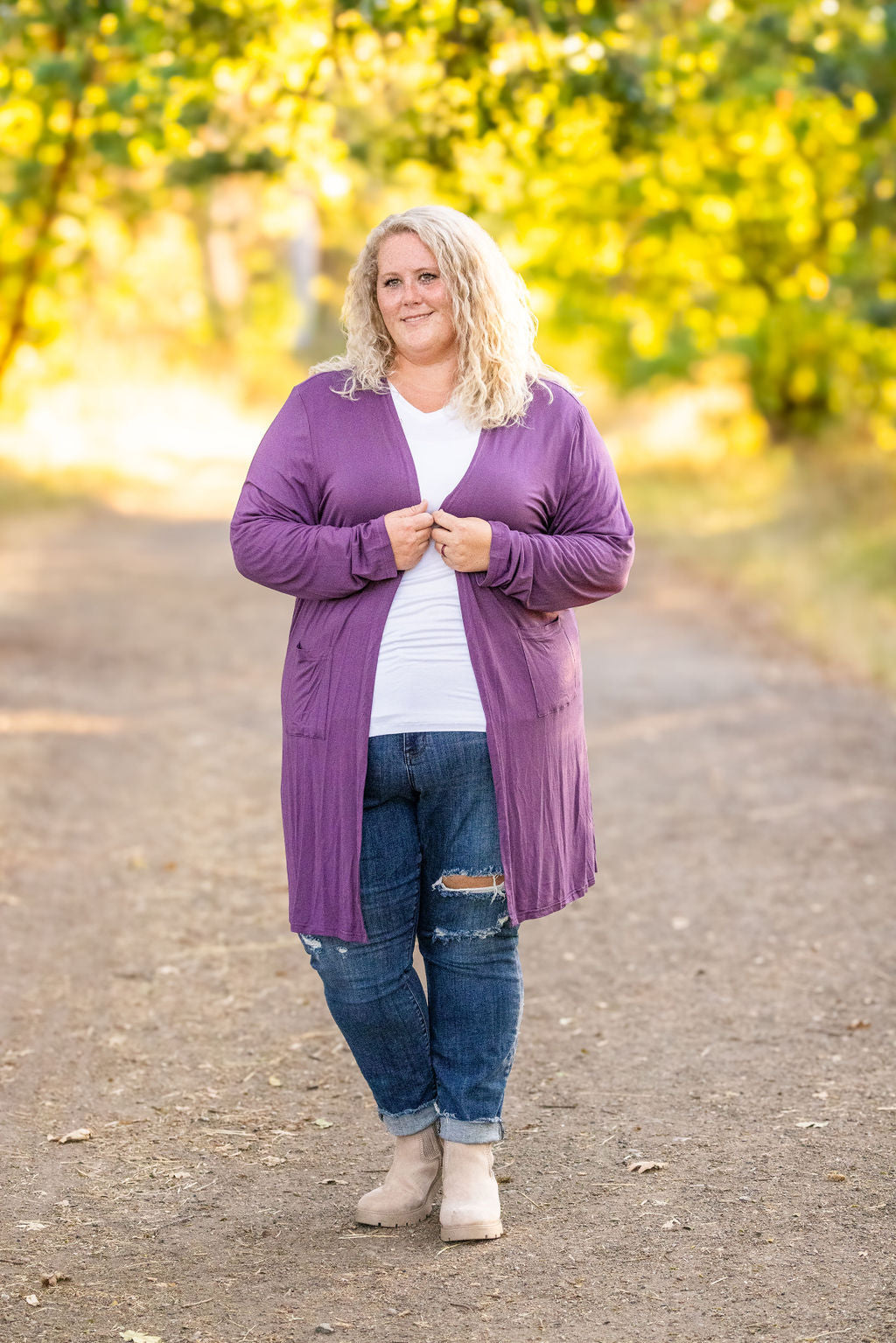 Michelle Mae Classic Cardigan - Purple