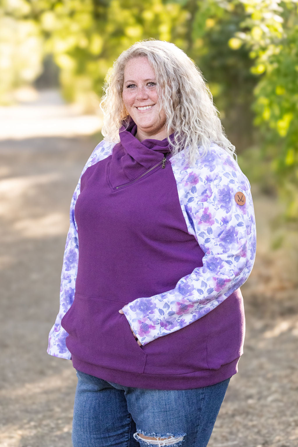 Michelle Mae Zoey ZipCowl - Plum and Purple Floral