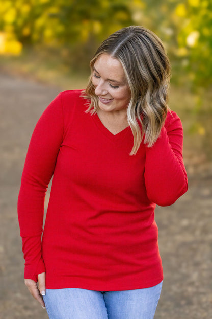 Michelle Mae Leah Long Sleeve Top - Red