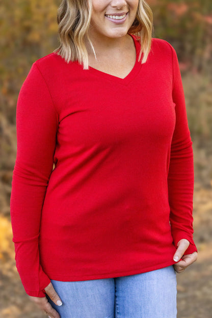 Michelle Mae Leah Long Sleeve Top - Red