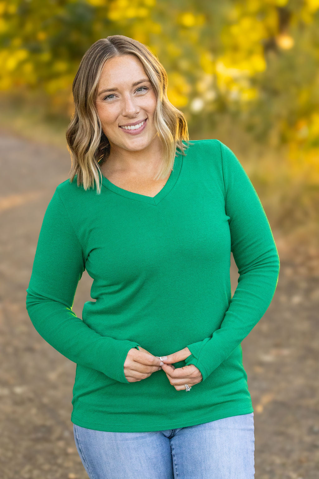 Michelle Mae Leah Long Sleeve Top - Green