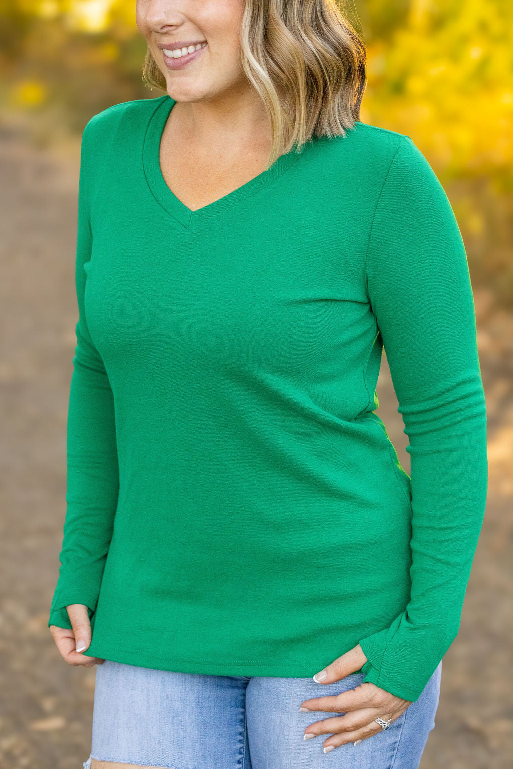 Michelle Mae Leah Long Sleeve Top - Green